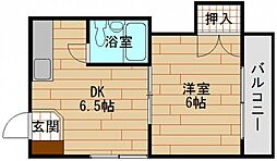 水上ビル 1DKの間取図画像