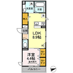 フェアリー五日市中央 1LDKの間取図画像