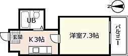 グランドール西原 1Kの間取図画像