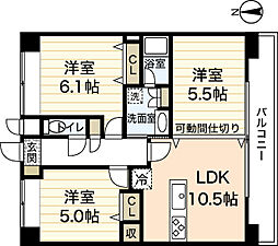 ウイングビル 3LDKの間取図画像