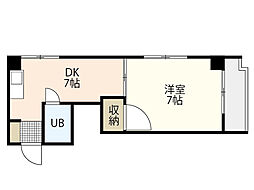 コーポラス・ナガイ 5階1DKの間取り