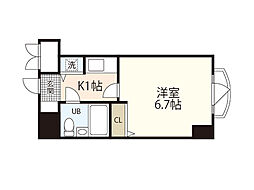 ダイアパレス横川公園 5階1Kの間取り