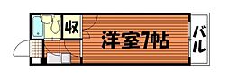 山本ビル（小河内町） 4階1Kの間取り