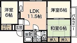 セジュール仁科B 1階3LDKの間取り
