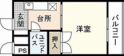 グレース中広通り 3階1Kの間取り