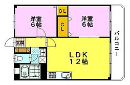 サンコーポ 2LDKの間取図画像