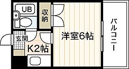 大芝グリーンコーポ 3階1Kの間取り