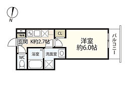 GREENHILL HATSUKAICHI 1階1Kの間取り