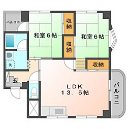 OMビル 3階2LDKの間取り