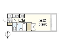 檜垣ビル 3階1Kの間取り