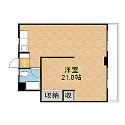 海田マンション 1階ワンルームの間取り
