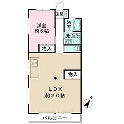 木村ビル 3階1LDKの間取り