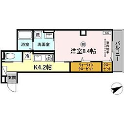 Premier矢賀 1階1Kの間取り