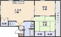 メゾンマタカツ 3階2LDKの間取り