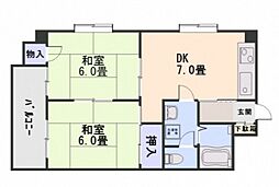 コーポサンシャイン 1階2LDKの間取り