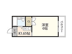 三協ビル 4階ワンルームの間取り