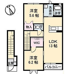 サンヒルズ（中野東） 2階2LDKの間取り
