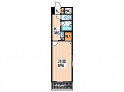 モイトラビル 3階1Kの間取り