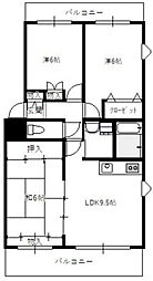 ハイネス八幡 3DKの間取図画像
