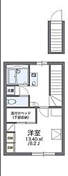 レオパレスリベイン 2階1Kの間取り