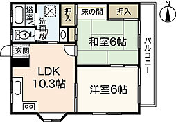 グリーンシティ串戸 2階2LDKの間取り