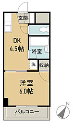 メゾンFUMI 4階1DKの間取り