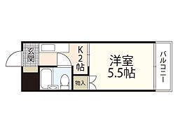 舟入　松尾ビル 8階1Kの間取り