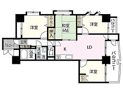 スカイアーク51舟入 10階4LDKの間取り