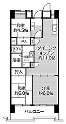 ビレッジハウス光南タワー1号棟 13階3LDKの間取り