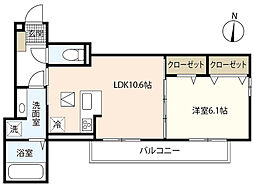 camphoraI 2階1LDKの間取り