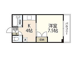 レジデンス・イン・ミユキ 1階1Kの間取り