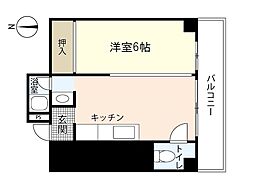 尾世ビル 2階1DKの間取り