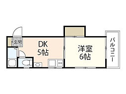 草津新町ＮＹビル 2階1DKの間取り