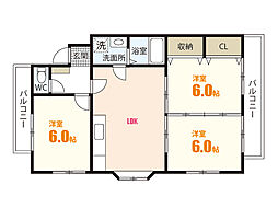 ハイコーポYASUDA V 2階3LDKの間取り