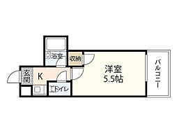 スタープラザ三篠 6階1Kの間取り