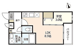 MOVE五日市 3階1LDKの間取り
