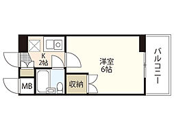 ミントビル 2階1Kの間取り