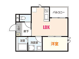 ALTAIR上安 1階1LDKの間取り