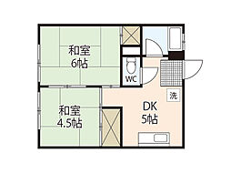 幟パークハイツ 2DKの間取図画像