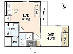 シャルマン吉島 1階1LDKの間取り