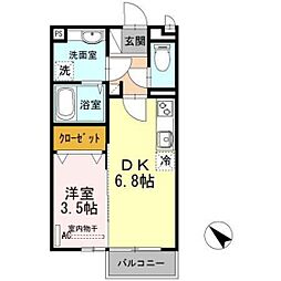 ノース　フイス 2階1DKの間取り
