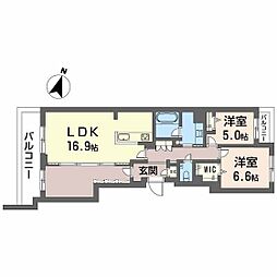 Ｂａｌｌｏｏｎｆｌｏｗｅｒ　Ｓｏｕｔｈ 3階2LDKの間取り