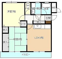 ティファニー 3階2LDKの間取り