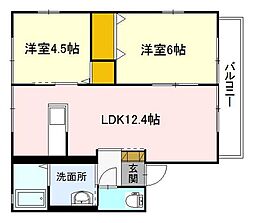シャングリア 1階2LDKの間取り