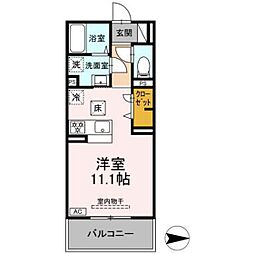 グレイスガーデンA 1階ワンルームの間取り