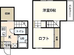 Ｐｒｅｃｉｏｕｓ　Ｃｏｕｒｔ 2階1Kの間取り