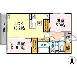 グレイスガーデンC 1階2LDKの間取り