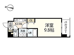 双葉ヒルズ海老園 12階1Kの間取り