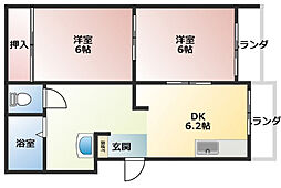 コーポ85 2階2DKの間取り