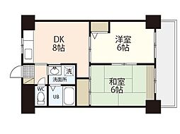 祇園ロイヤル 4階2DKの間取り